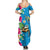 Hawaiian Tropical Flower and Honu Under Blue Water Summer Maxi Dress