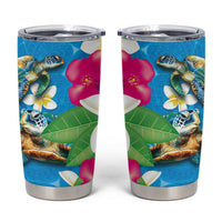 Hawaiian Tropical Flower and Honu Under Blue Water Tumbler Cup
