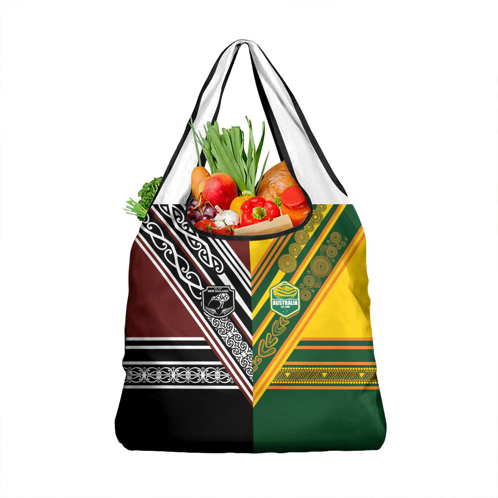 Rugby New Zealand and Australia Grocery Bag Burgundy Koru Geometric with Aboriginal Chevron Sport Style LT03 1-pack One Size Multicolor - Polynesian Pride