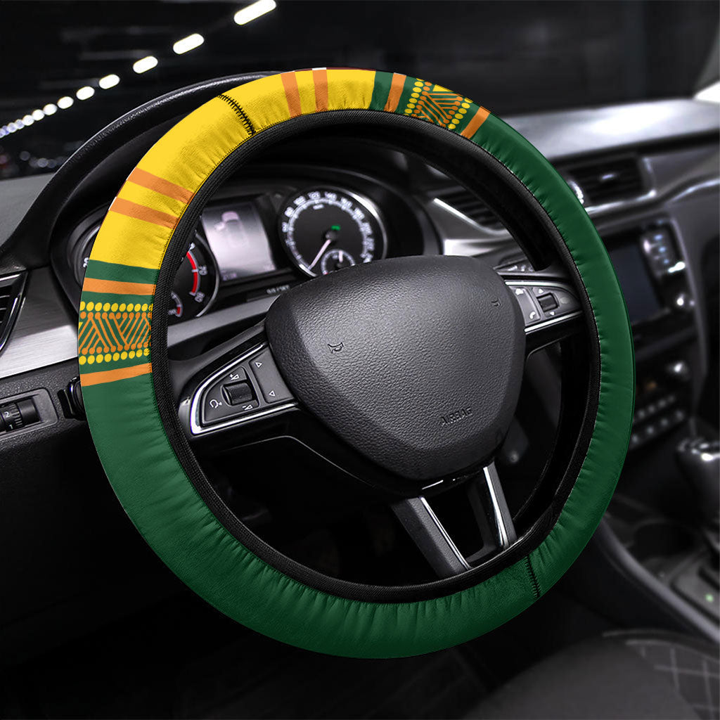 Rugby New Zealand and Australia Steering Wheel Cover Burgundy Koru Geometric with Aboriginal Chevron Sport Style LT03 Universal Fit Multicolor - Polynesian Pride