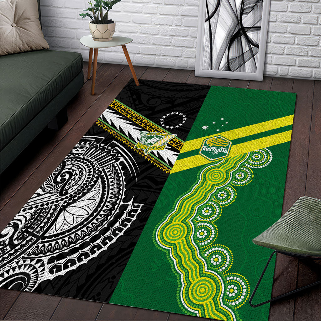 Rugby Cook Islands and Australia Area Rug Tatau Tribal with Aboriginal Chevron Sport Style LT03 Multicolor - Polynesian Pride