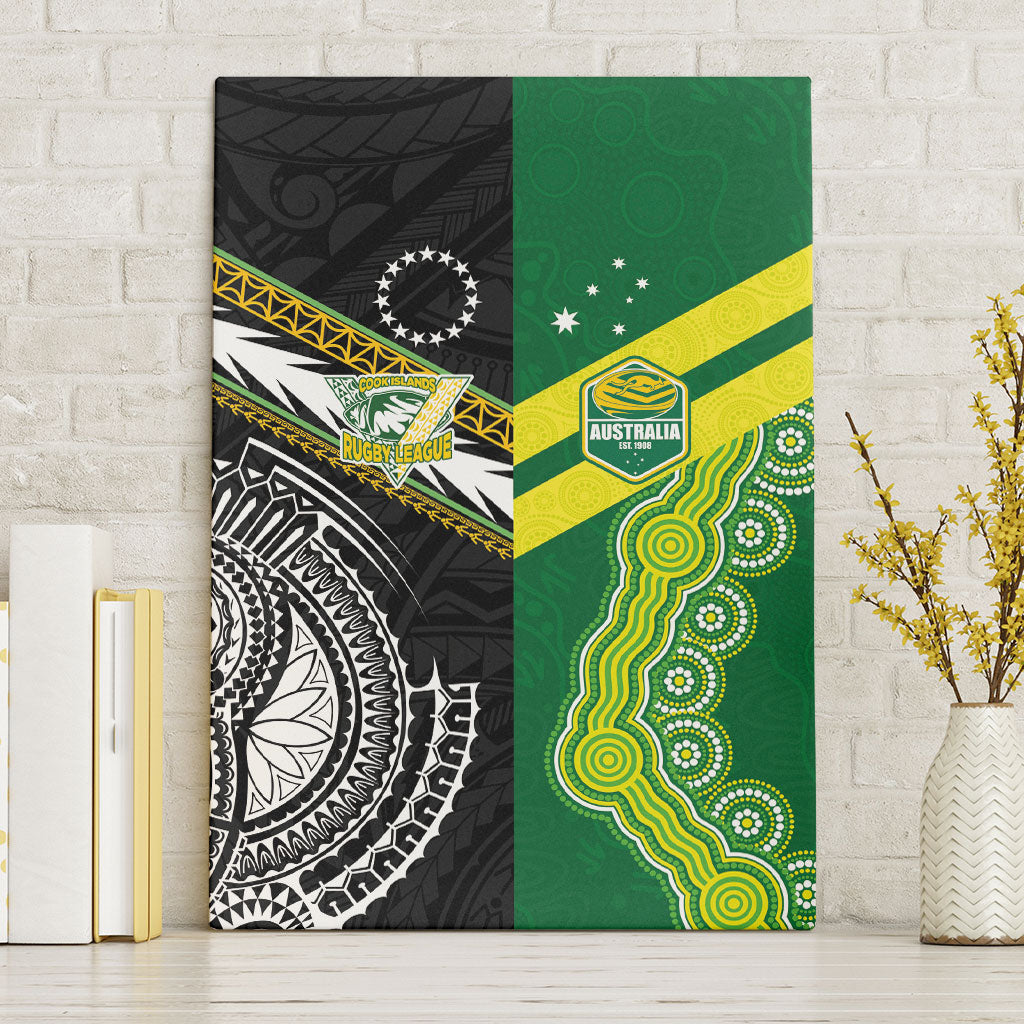 Rugby Cook Islands and Australia Canvas Wall Art Tatau Tribal with Aboriginal Chevron Sport Style LT03 Without Frame Multicolor - Polynesian Pride