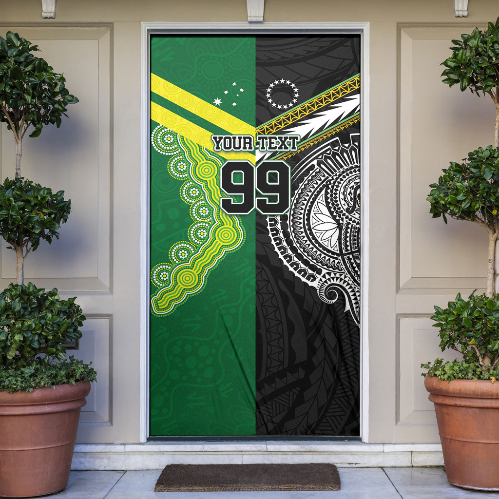 Custom Rugby Cook Islands and Australia Door Cover Tatau Tribal with Aboriginal Chevron Sport Style LT03 Multicolor - Polynesian Pride