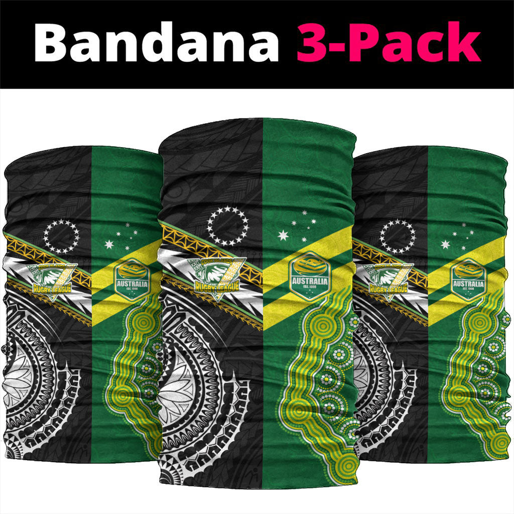 Rugby Cook Islands and Australia Neck Gaiter Tatau Tribal with Aboriginal Chevron Sport Style LT03 package One Size: 25*50cm Multicolor - Polynesian Pride