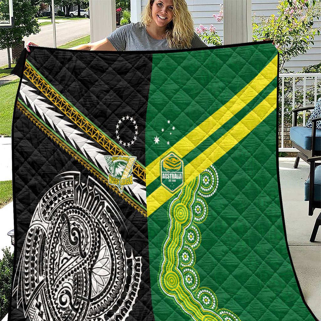Rugby Cook Islands and Australia Quilt Tatau Tribal with Aboriginal Chevron Sport Style LT03 Multicolor - Polynesian Pride