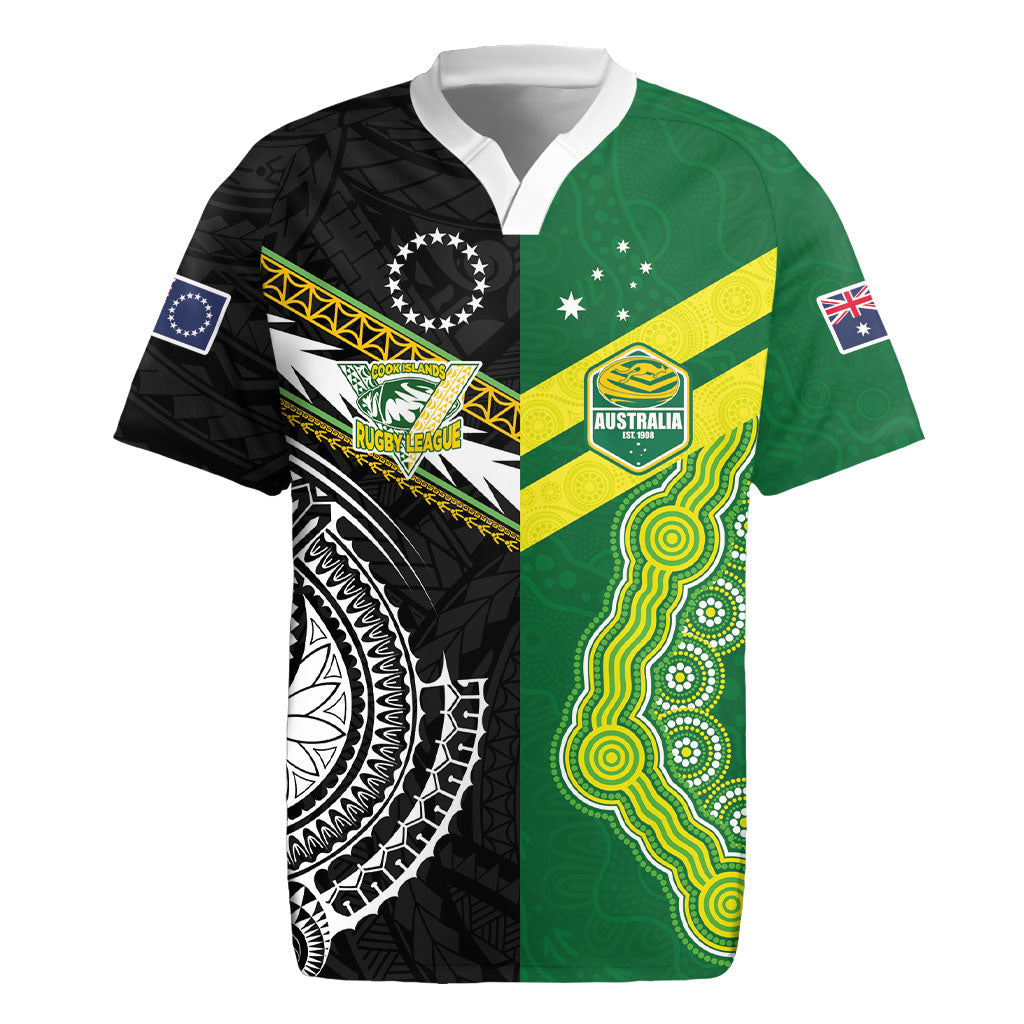 Custom Rugby Cook Islands and Australia Rugby Jersey Tatau Tribal with Aboriginal Chevron Sport Style LT03 Multicolor - Polynesian Pride