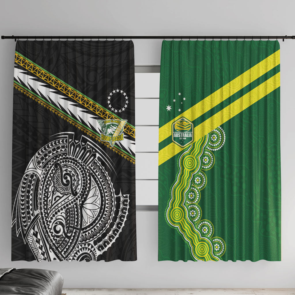 Rugby Cook Islands and Australia Window Curtain Tatau Tribal with Aboriginal Chevron Sport Style LT03 With Hooks Multicolor - Polynesian Pride
