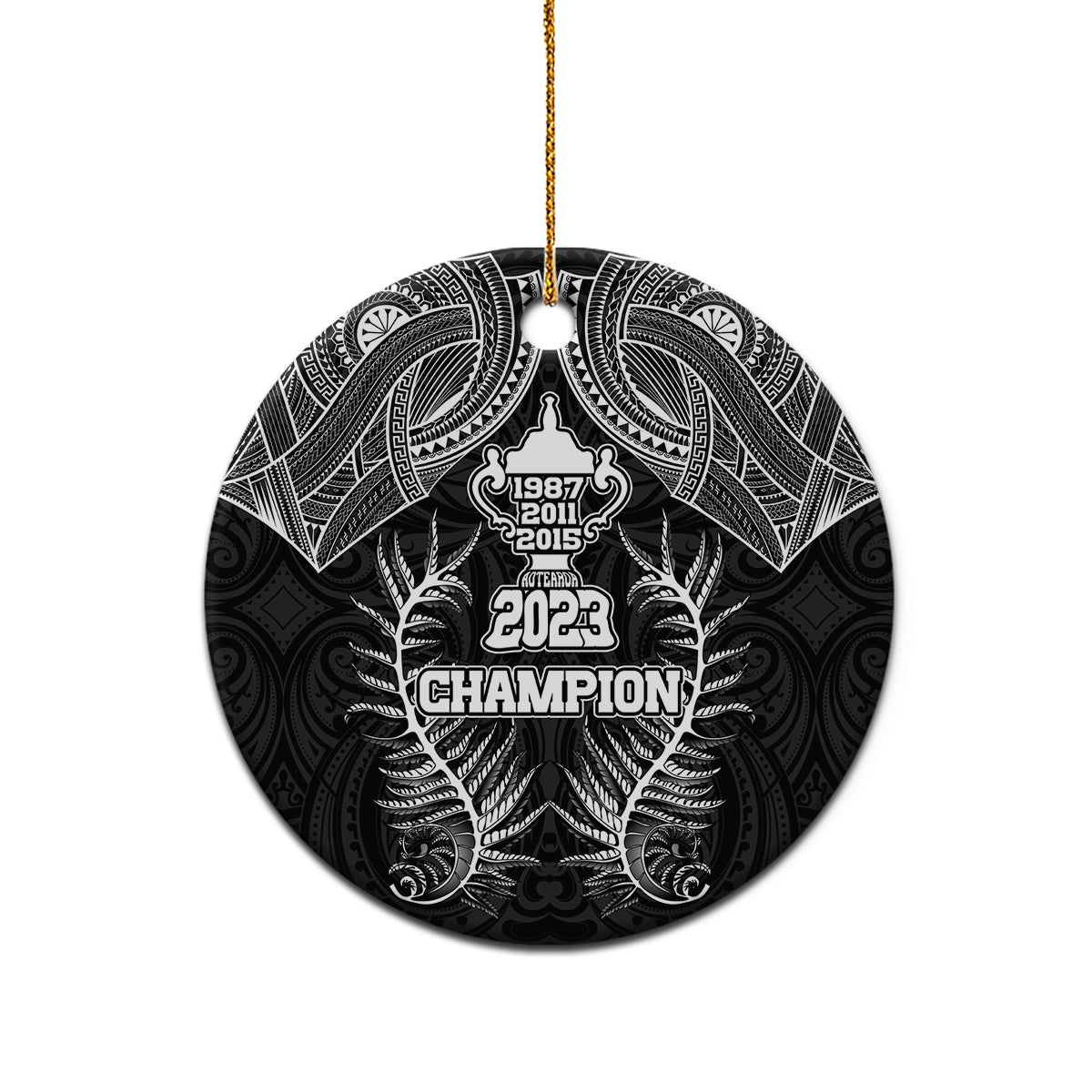 New Zealand Rugby Ceramic Ornament Aotearoa Champion Cup History with Silver Fern LT03 - Polynesian Pride