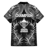 New Zealand Rugby Family Matching Off Shoulder Long Sleeve Dress and Hawaiian Shirt Aotearoa Champion Cup History with Silver Fern LT03 - Polynesian Pride