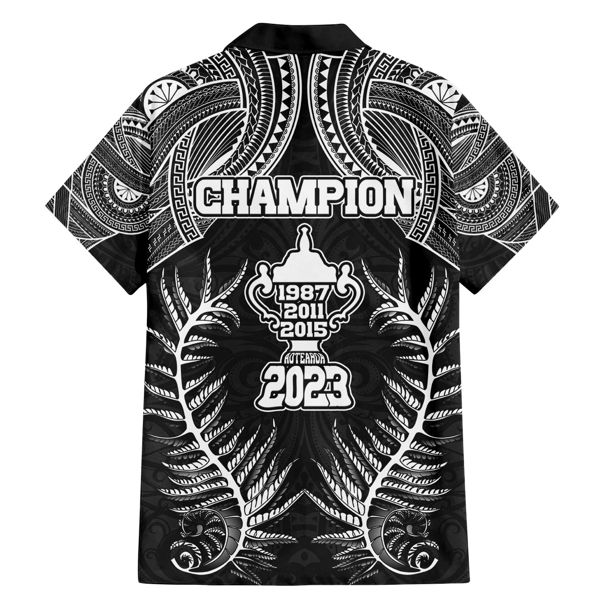 New Zealand Rugby Family Matching Off Shoulder Short Dress and Hawaiian Shirt Aotearoa Champion Cup History with Silver Fern LT03 - Polynesian Pride