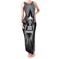 New Zealand Rugby Family Matching Tank Maxi Dress and Hawaiian Shirt Aotearoa Champion Cup History with Silver Fern LT03 Mom's Dress Black - Polynesian Pride
