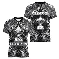 New Zealand Rugby Women V Neck T Shirt Aotearoa Champion Cup History with Silver Fern LT03 - Polynesian Pride
