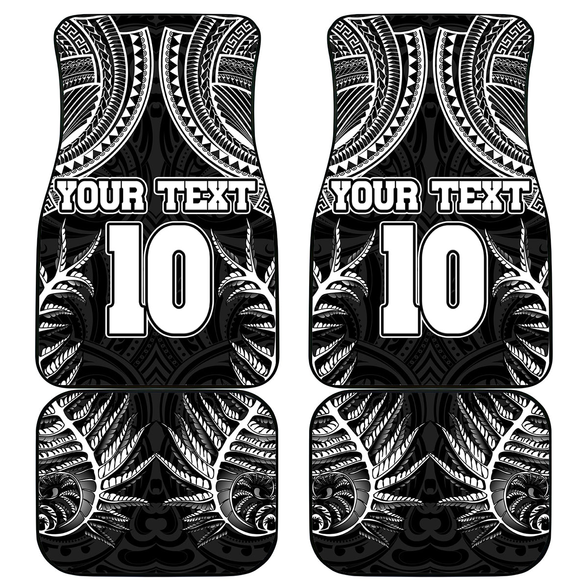 Custom New Zealand Rugby Car Mats Aotearoa Champion Cup History with Silver Fern LT03 Black - Polynesian Pride