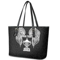 Personalised New Zealand Rugby Leather Tote Bag Aotearoa Champion Cup History with Haka Dance LT03 - Polynesian Pride