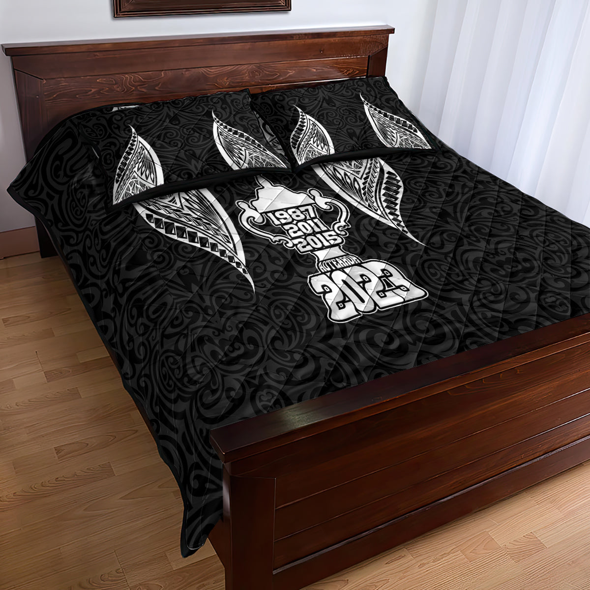 Personalised New Zealand Rugby Quilt Bed Set Aotearoa Champion Cup History with Haka Dance LT03 - Polynesian Pride