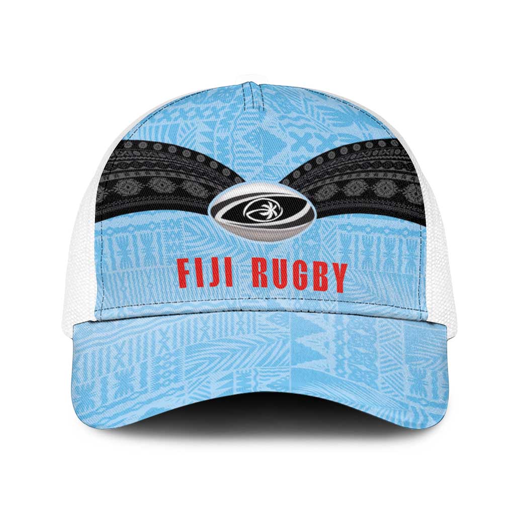 Fijian Rugby Baseball Net Cap Tapa Pattern Retro Sporty Style LT03 One Size White White - Polynesian Pride