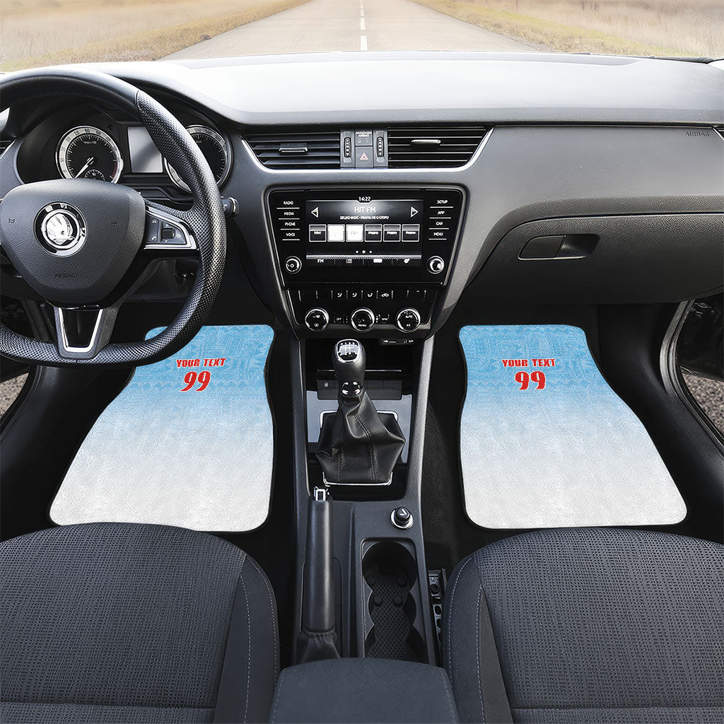Custom Fijian Rugby Car Mats Tapa Pattern Retro Sporty Style LT03 Set 2pcs - Front White - Polynesian Pride