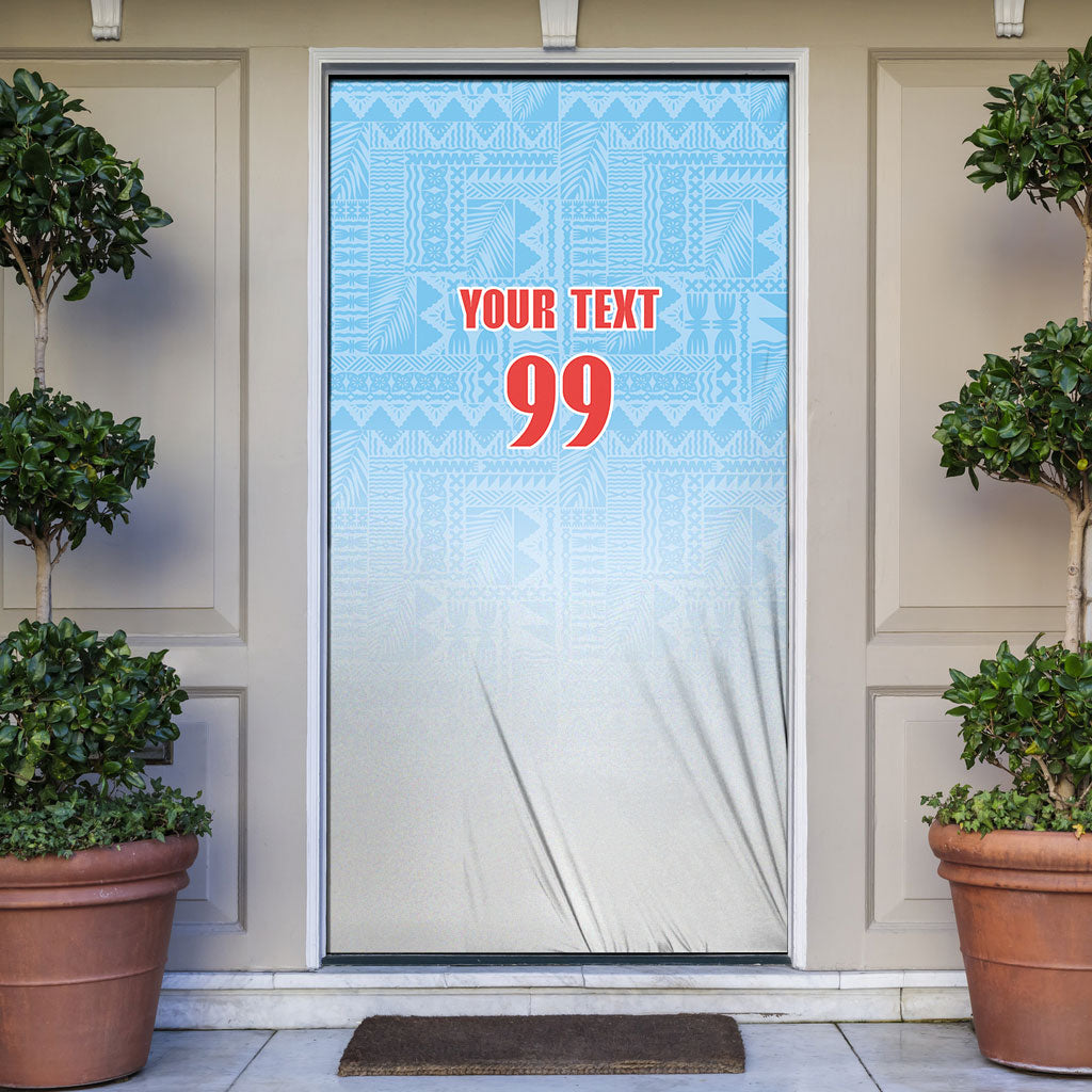 Custom Fijian Rugby Door Cover Tapa Pattern Retro Sporty Style LT03 White - Polynesian Pride