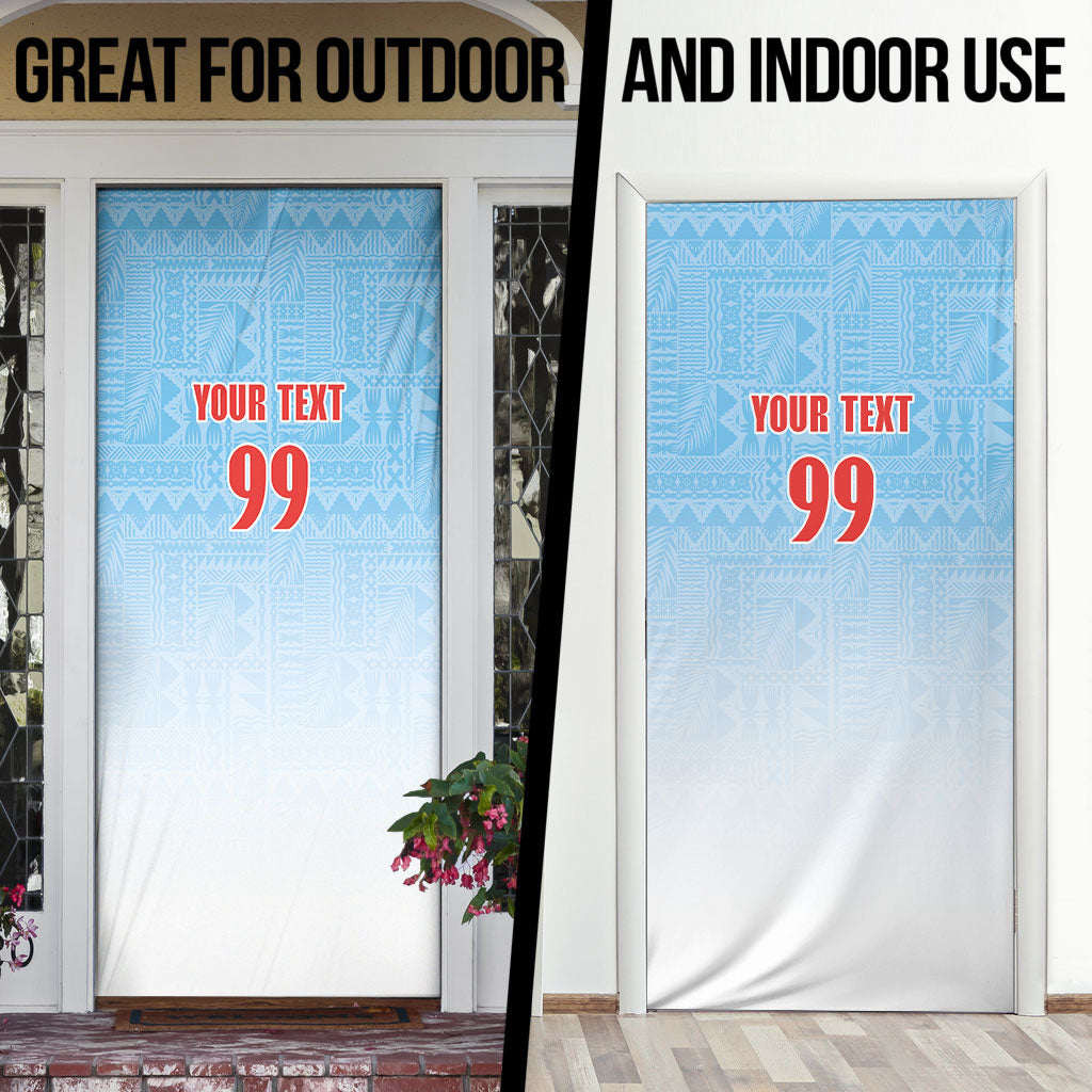 Custom Fijian Rugby Door Cover Tapa Pattern Retro Sporty Style LT03 - Polynesian Pride