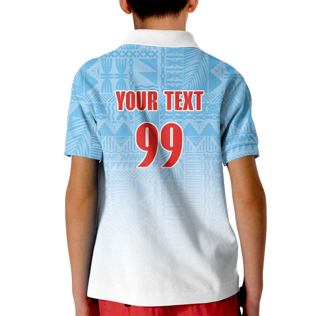 Custom Fijian Rugby Kid Polo Shirt Tapa Pattern Retro Sporty Style LT03 - Polynesian Pride