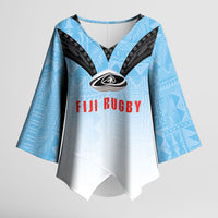 Custom Fijian Rugby Kimono Sleeve Blouse Tapa Pattern Retro Sporty Style LT03 Female White - Polynesian Pride