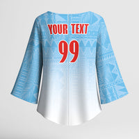 Custom Fijian Rugby Kimono Sleeve Blouse Tapa Pattern Retro Sporty Style LT03 - Polynesian Pride