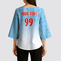Custom Fijian Rugby Kimono Sleeve Blouse Tapa Pattern Retro Sporty Style LT03 - Polynesian Pride