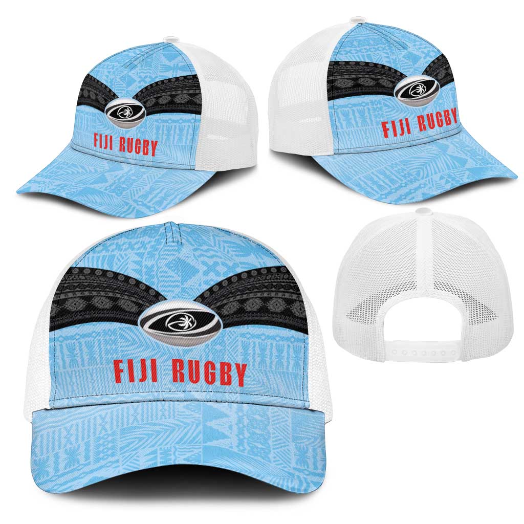 Fijian Rugby Mesh Trucker Cap Tapa Pattern Retro Sporty Style LT03 - Polynesian Pride