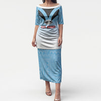 Custom Fijian Rugby Puletasi Tapa Pattern Retro Sporty Style LT03 Long Dress White - Polynesian Pride