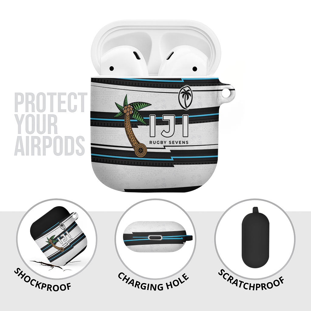 Fijian Rugby Sevens AirPods Case Masi Tapa Pattern Stripes Sporty Style LT03 - Polynesian Pride