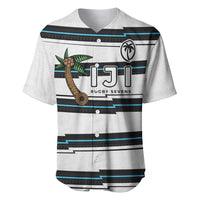 Custom Fijian Rugby Sevens Baseball Jersey Masi Tapa Pattern Stripes Sporty Style LT03 White - Polynesian Pride