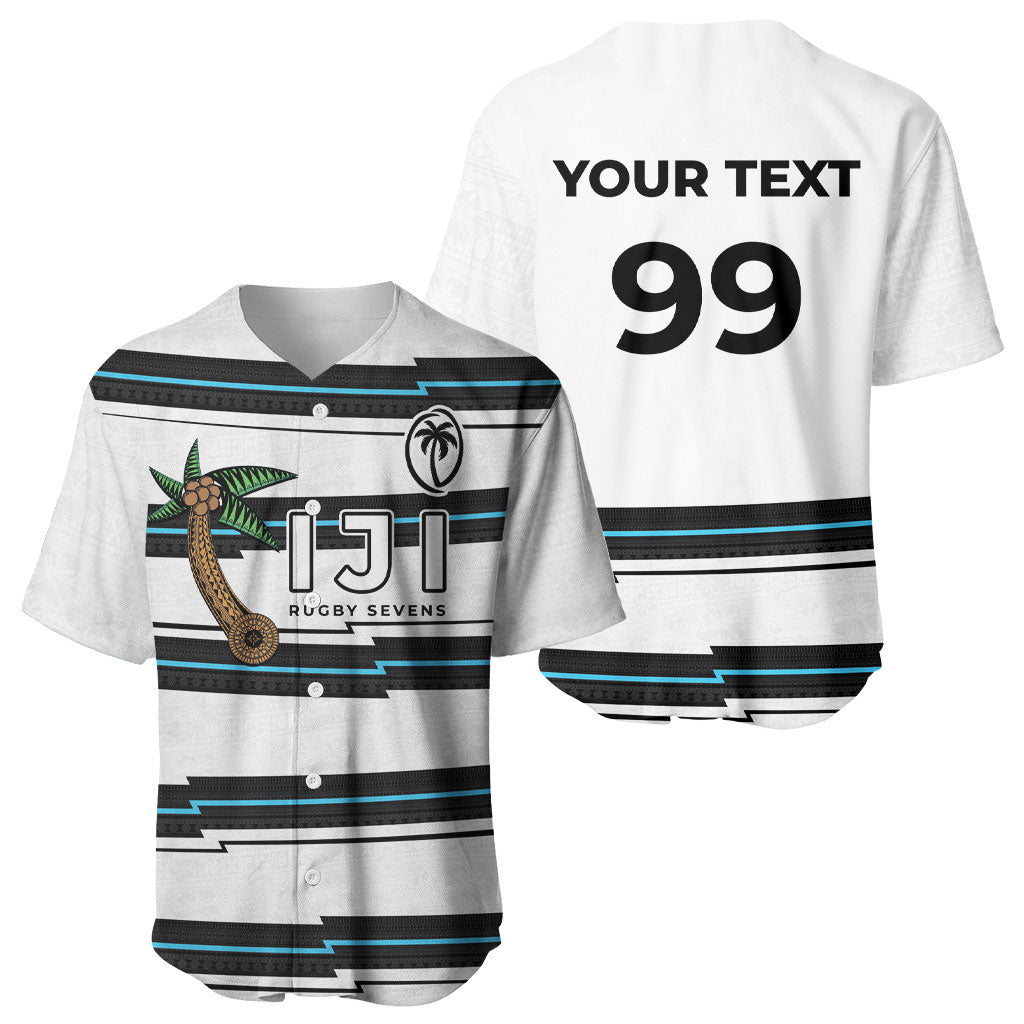 Custom Fijian Rugby Sevens Baseball Jersey Masi Tapa Pattern Stripes Sporty Style LT03 - Polynesian Pride