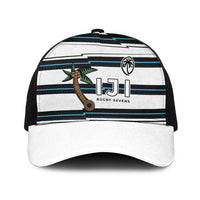 Fijian Rugby Sevens Baseball Net Cap Masi Tapa Pattern Stripes Sporty Style LT03 One Size Black White - Polynesian Pride