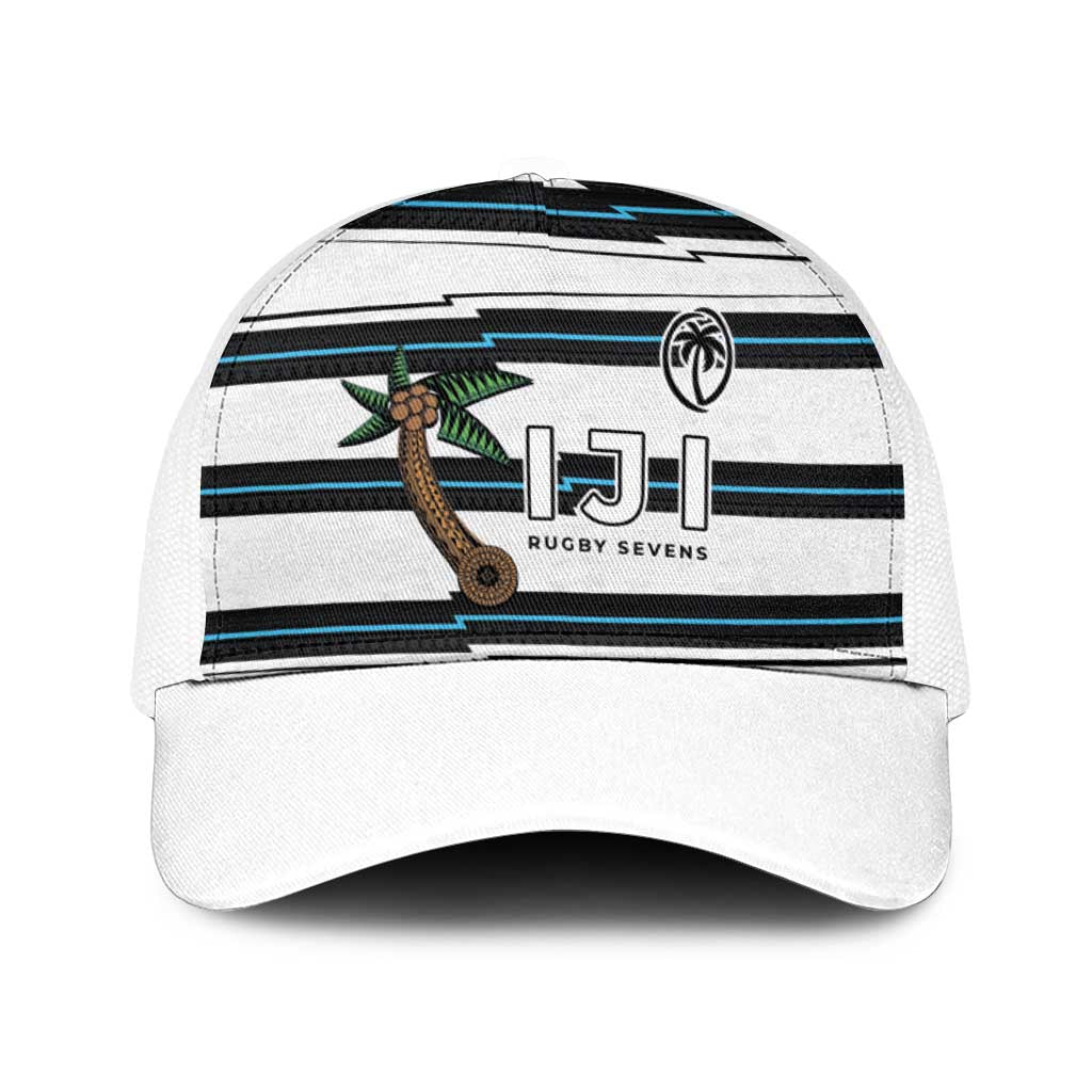 Fijian Rugby Sevens Baseball Net Cap Masi Tapa Pattern Stripes Sporty Style LT03 One Size White White - Polynesian Pride