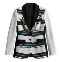 Custom Fijian Rugby Sevens Blazer Masi Tapa Pattern Stripes Sporty Style LT03 Unisex White - Polynesian Pride