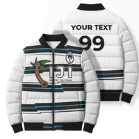 Custom Fijian Rugby Sevens Bomber Puffer Jacket Masi Tapa Pattern Stripes Sporty Style LT03 - Polynesian Pride