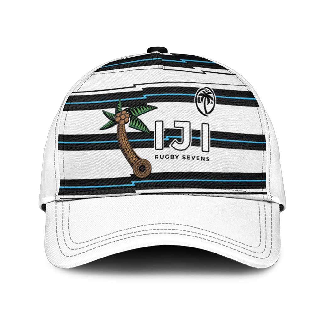 Fijian Rugby Sevens Classic Cap Masi Tapa Pattern Stripes Sporty Style LT03 Universal Fit White - Polynesian Pride