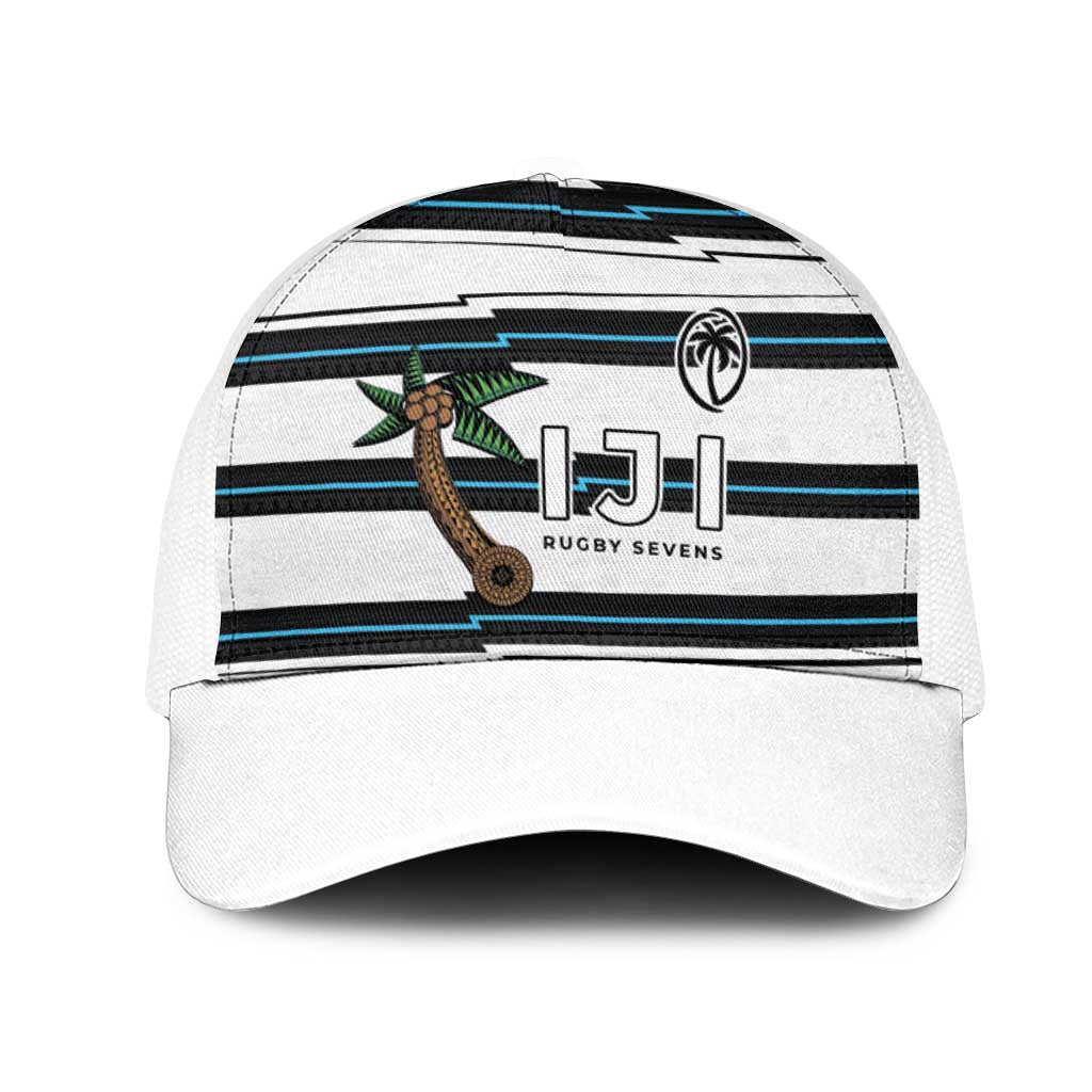 Fijian Rugby Sevens Mesh Trucker Cap Masi Tapa Pattern Stripes Sporty Style LT03 One Size White White - Polynesian Pride