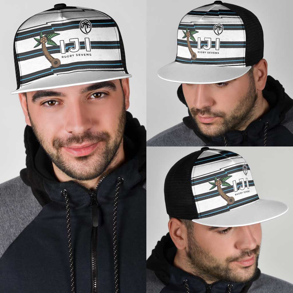 Fijian Rugby Sevens Mesh Trucker Cap Masi Tapa Pattern Stripes Sporty Style LT03 - Polynesian Pride