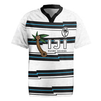 Custom Fijian Rugby Sevens Rugby Jersey Masi Tapa Pattern Stripes Sporty Style LT03 White - Polynesian Pride