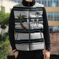 Custom Fijian Rugby Sevens Sleeveless Puffer Jacket Masi Tapa Pattern Stripes Sporty Style LT03 - Polynesian Pride