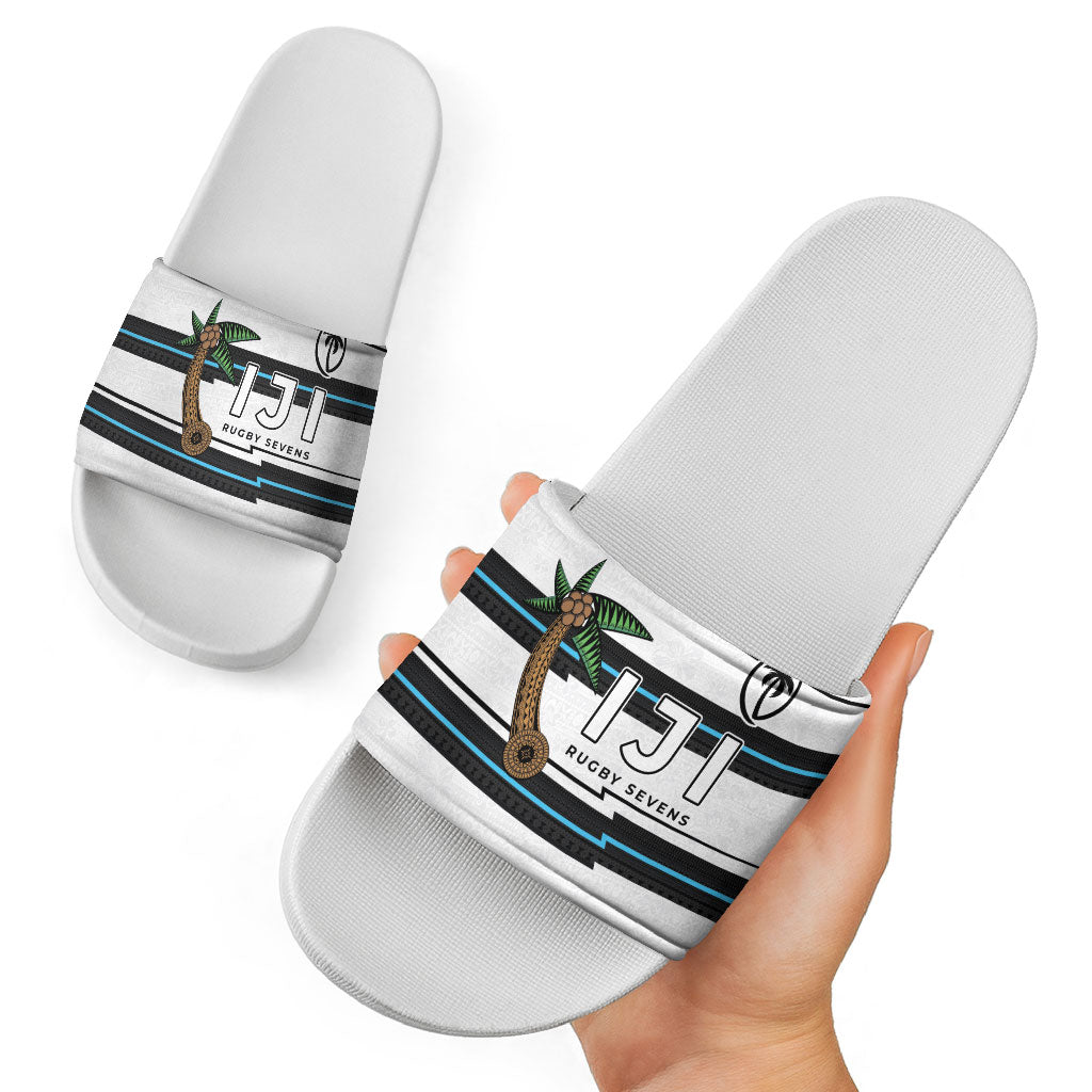 Fijian Rugby Sevens Slide Sandals Masi Tapa Pattern Stripes Sporty Style LT03 - Polynesian Pride