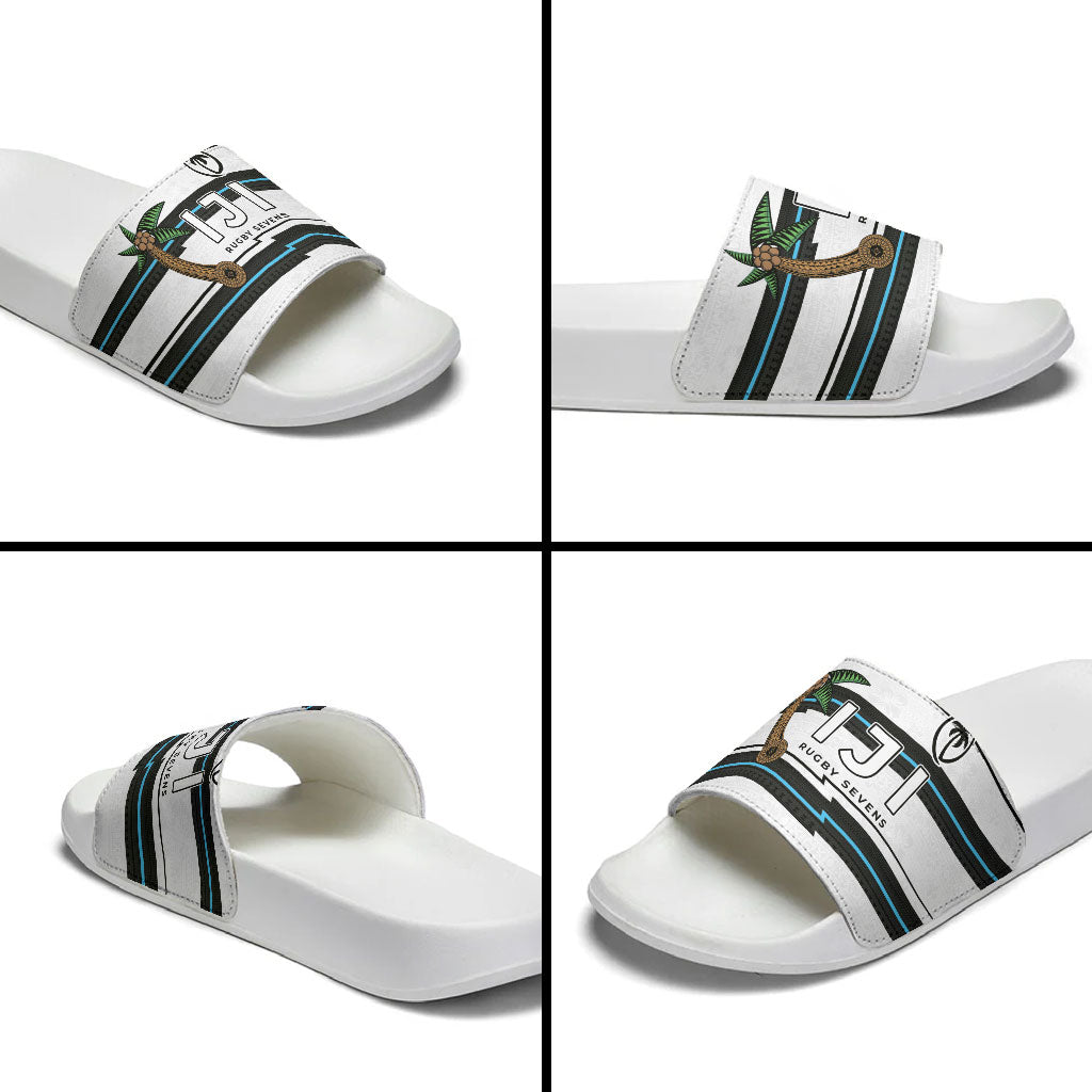 Fijian Rugby Sevens Slide Sandals Masi Tapa Pattern Stripes Sporty Style LT03 - Polynesian Pride