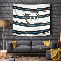 Fijian Rugby Sevens Tapestry Masi Tapa Pattern Stripes Sporty Style LT03 White - Polynesian Pride