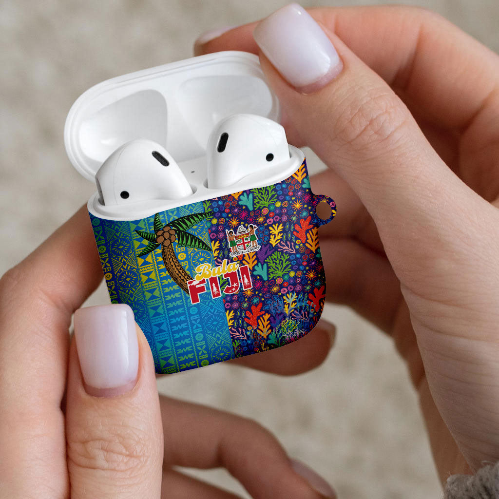 Fijian Coral Reef AirPods Case with Traditional Tapa Pattern Split Style LT03 - Polynesian Pride