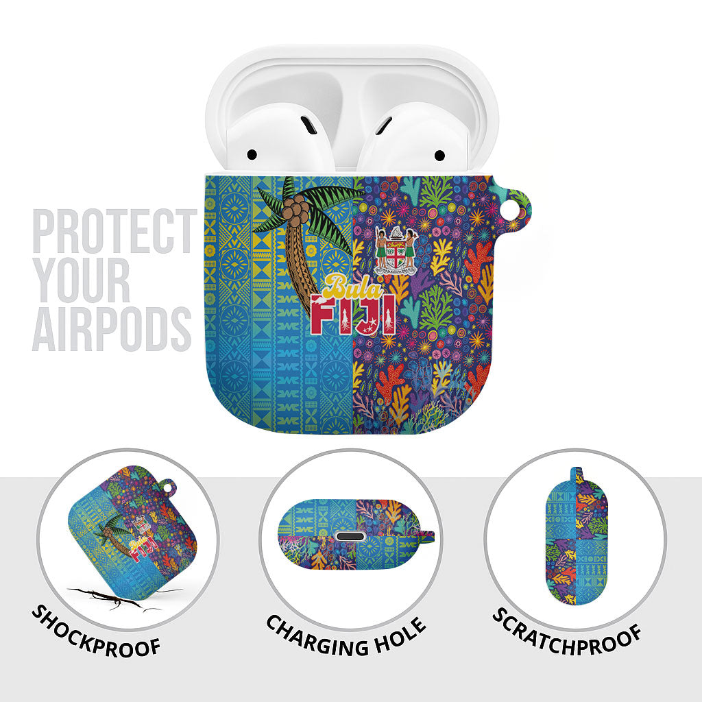 Fijian Coral Reef AirPods Case with Traditional Tapa Pattern Split Style LT03 - Polynesian Pride
