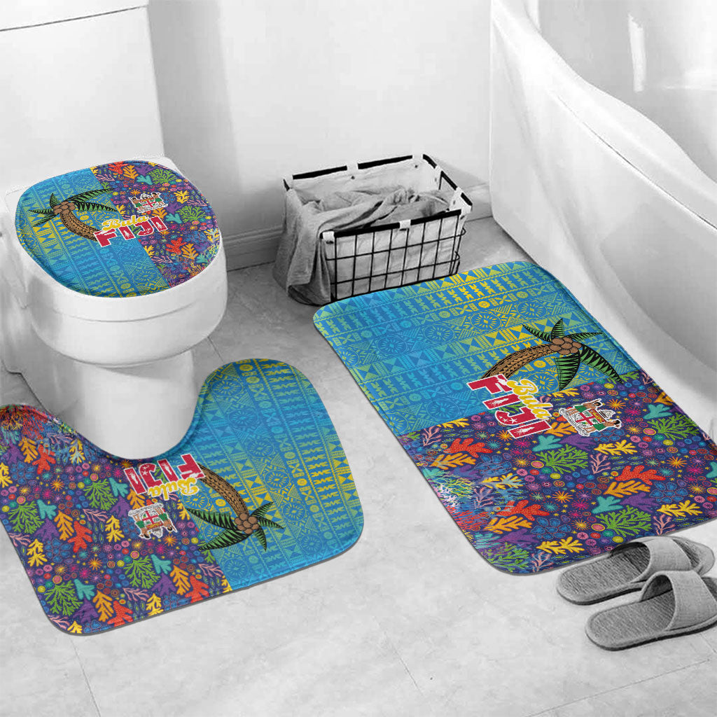 Fijian Coral Reef Bathroom Set with Traditional Tapa Pattern Split Style LT03 Mat Set Only (3 pcs) One Size Multicolor - Polynesian Pride
