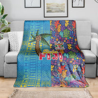 Fijian Coral Reef Blanket with Traditional Tapa Pattern Split Style LT03 - Polynesian Pride