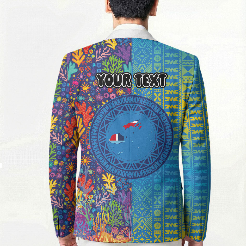 Personalised Fijian Coral Reef Blazer with Traditional Tapa Pattern Split Style LT03 - Polynesian Pride