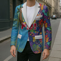 Personalised Fijian Coral Reef Blazer with Traditional Tapa Pattern Split Style LT03 - Polynesian Pride